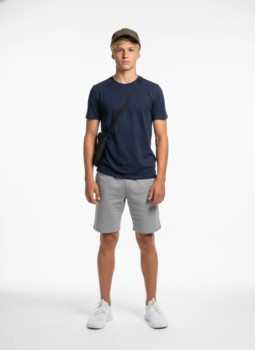 Travelling Outfit Idea: Boy light-skin friendly navy blue T-shirt