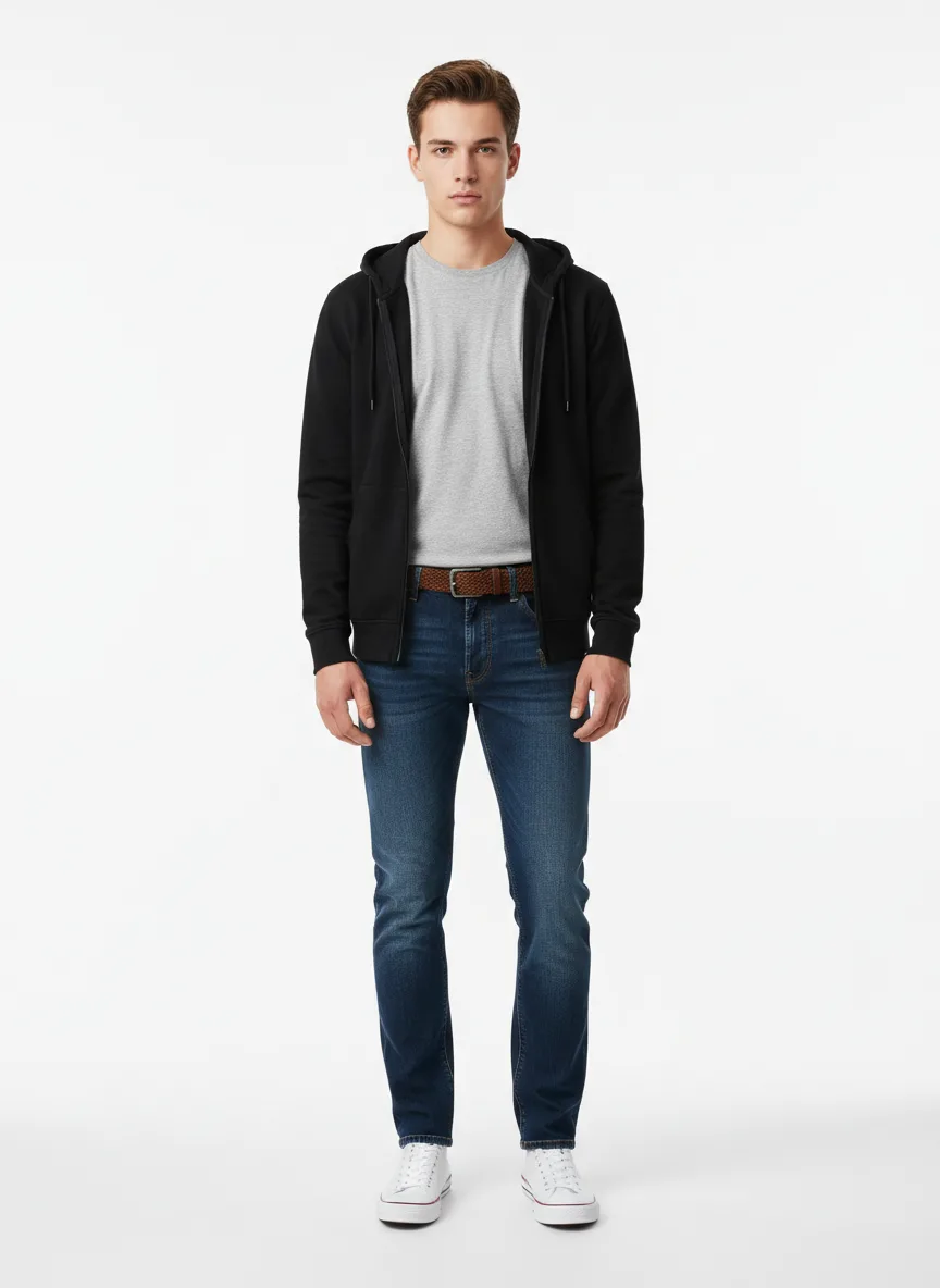 Casual Outfit Idea: Man basic crewneck tee (heather gray)