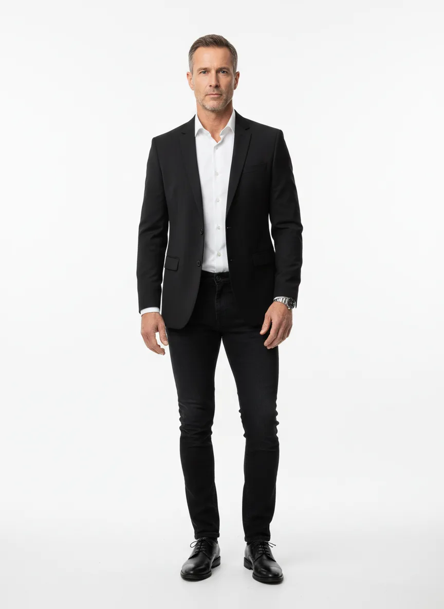 Nightclub Outfit Idea: Man black slim-fit blazer