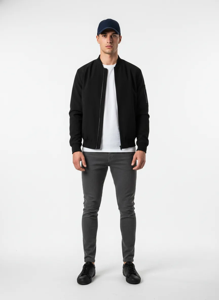 Cinema Outfit Idea: Boys black bomber jacket