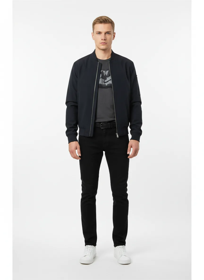 Concert Outfit Idea: Man’s navy blue bomber jacket (compliments light skin & blonde hair)