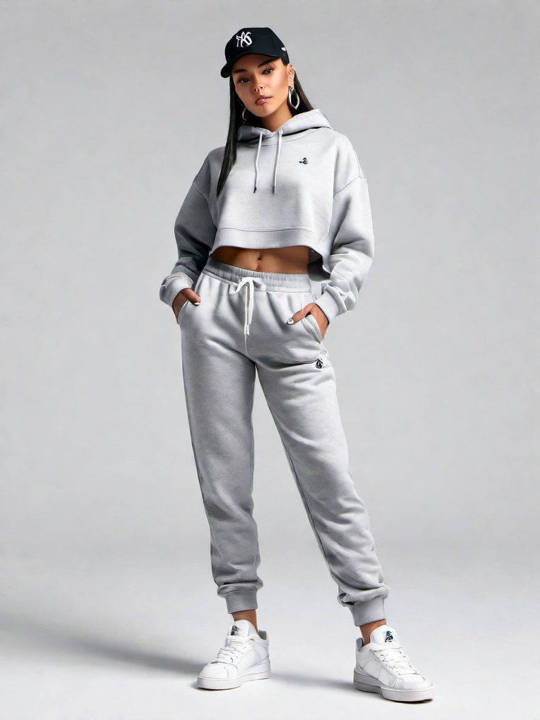 Casual Outfit Idea: Woman's black cropped hoodie
