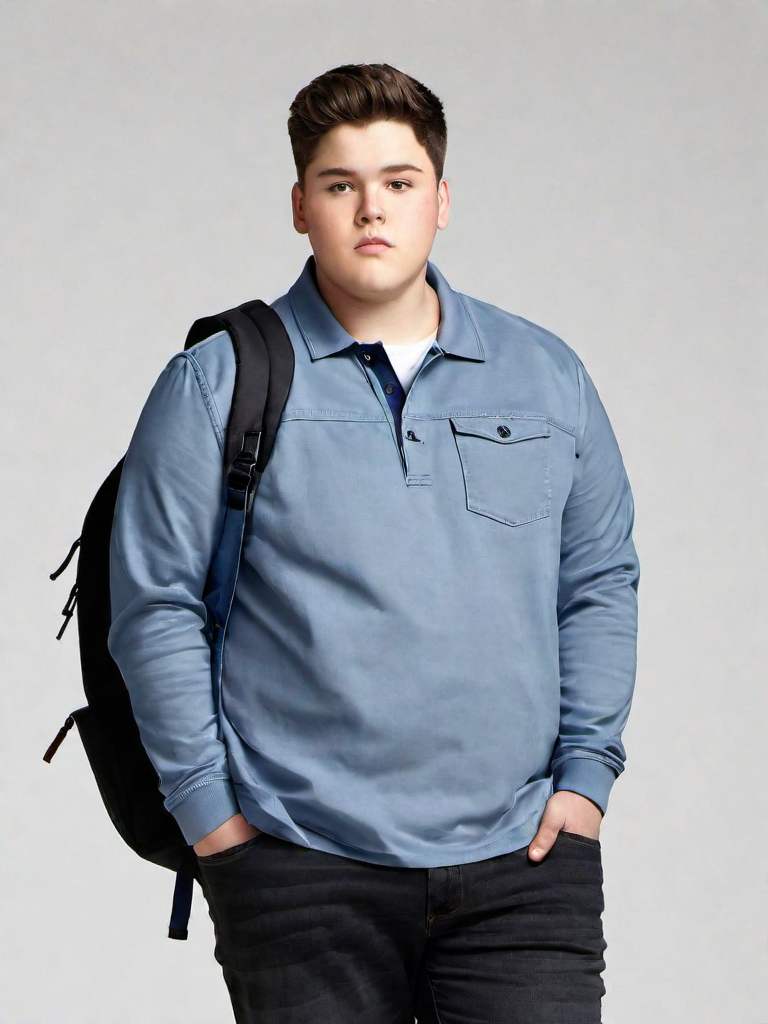 Casual Outfit Idea: Man's navy blue blue polo shirt