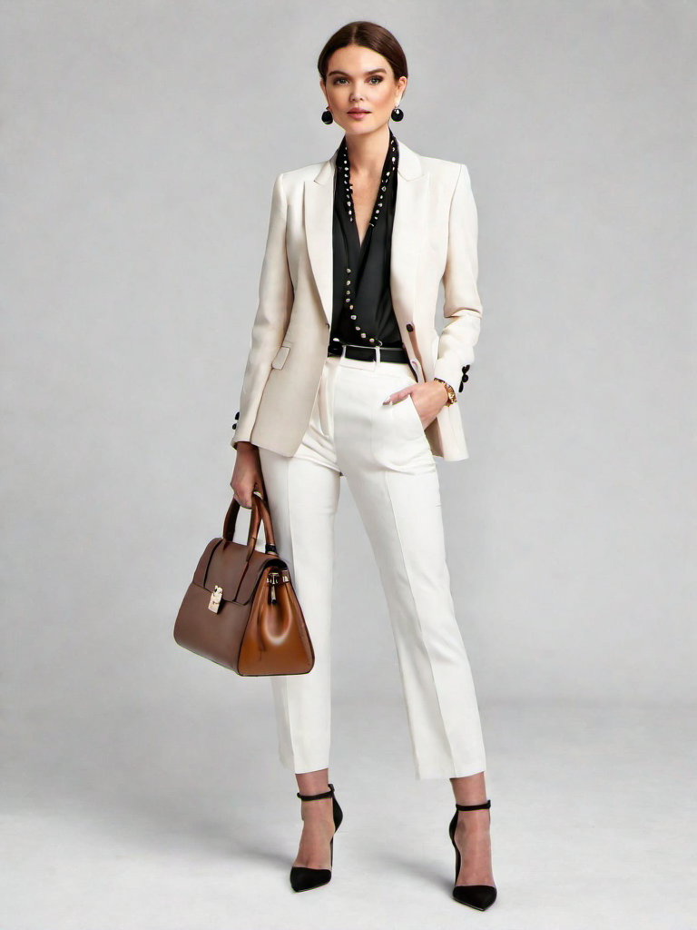 Job-interview Outfit Idea: Womans tailored white blouse