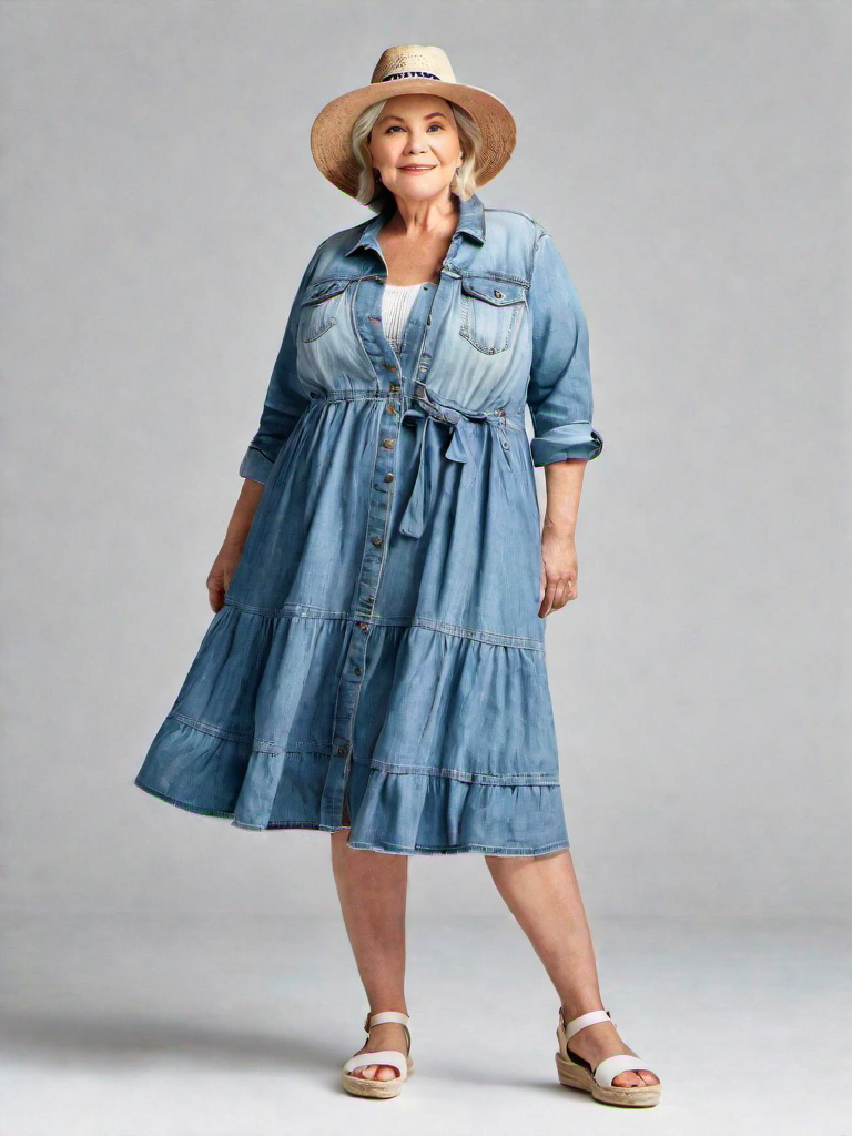 Outfit Idea for 66 year old Woman, Few-extra-pounds, Short height
