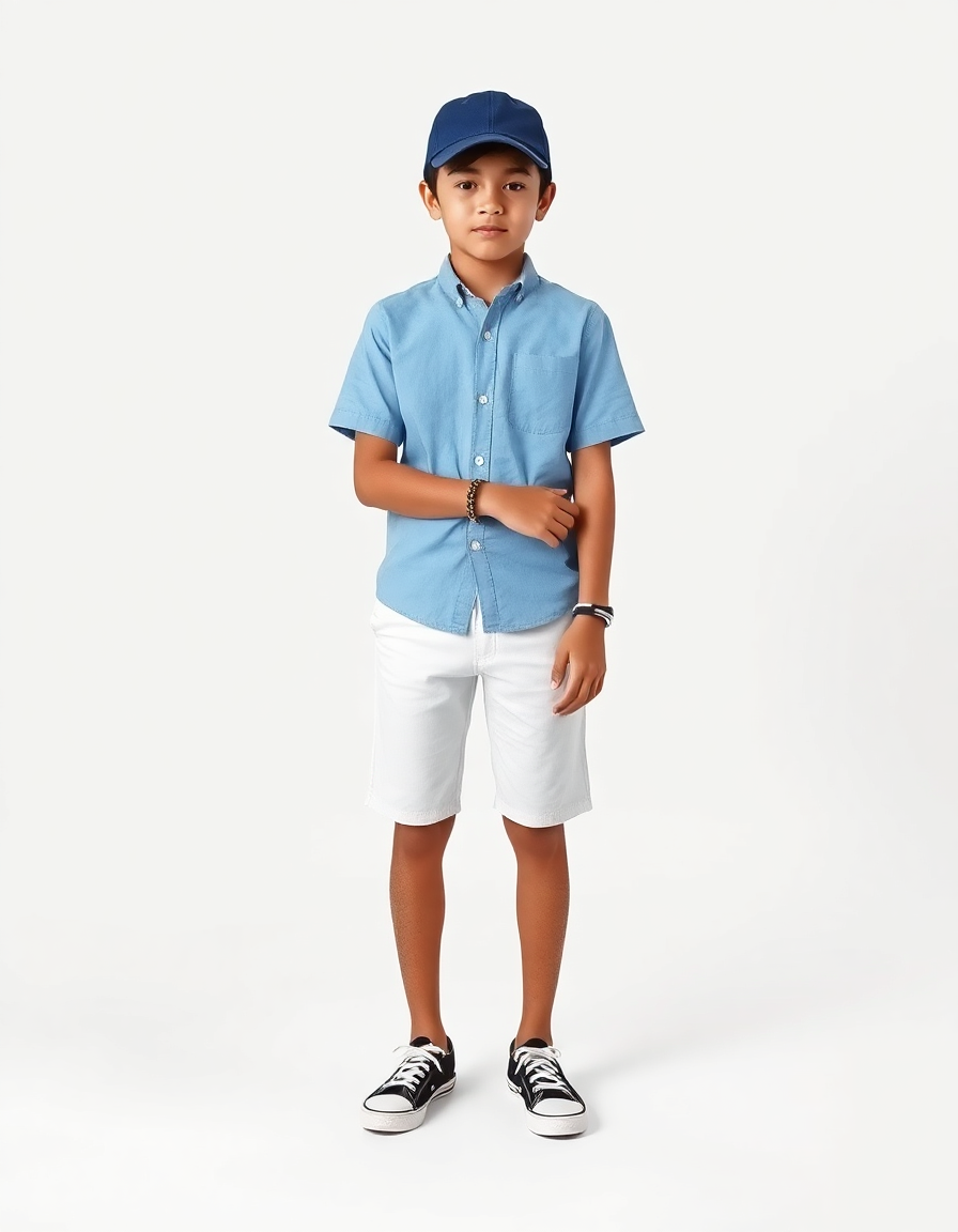 Birthday-party Outfit Idea: Boys light blue short-sleeve button-up shirt