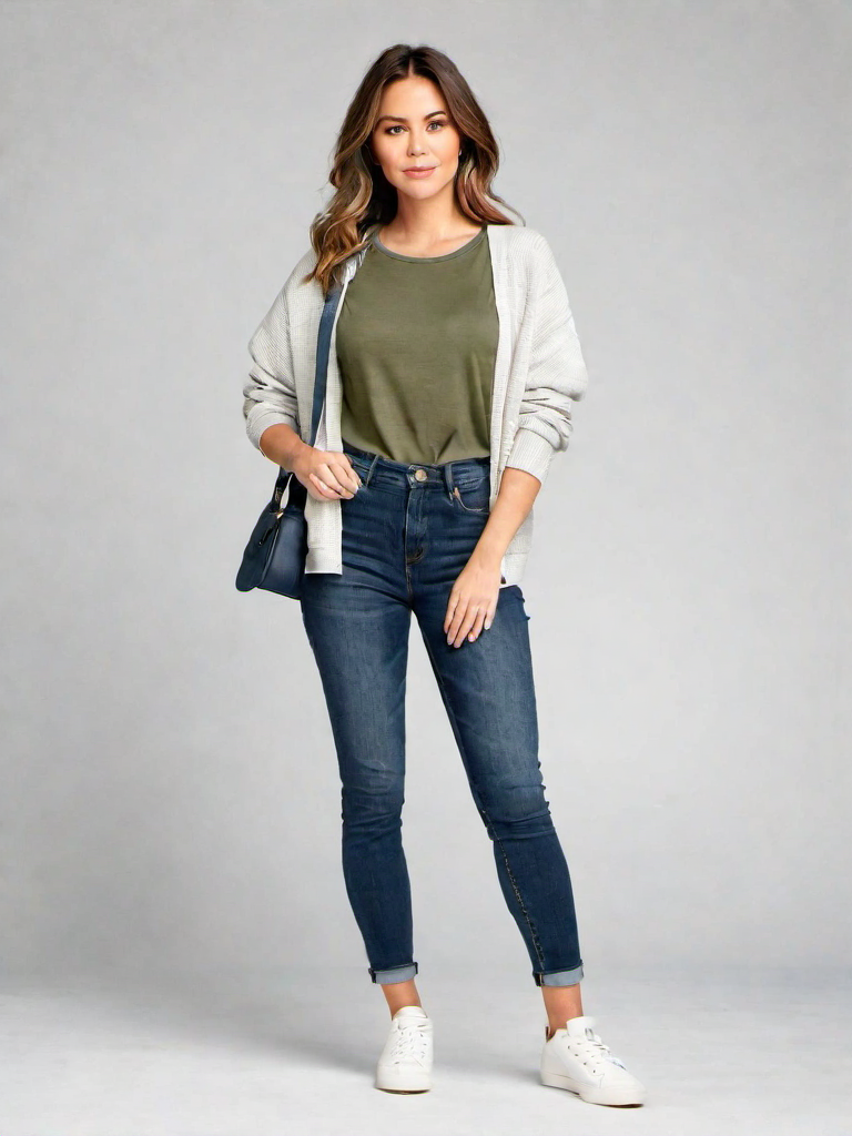 Casual Outfit Idea: Womans navy blue blue t-shirt