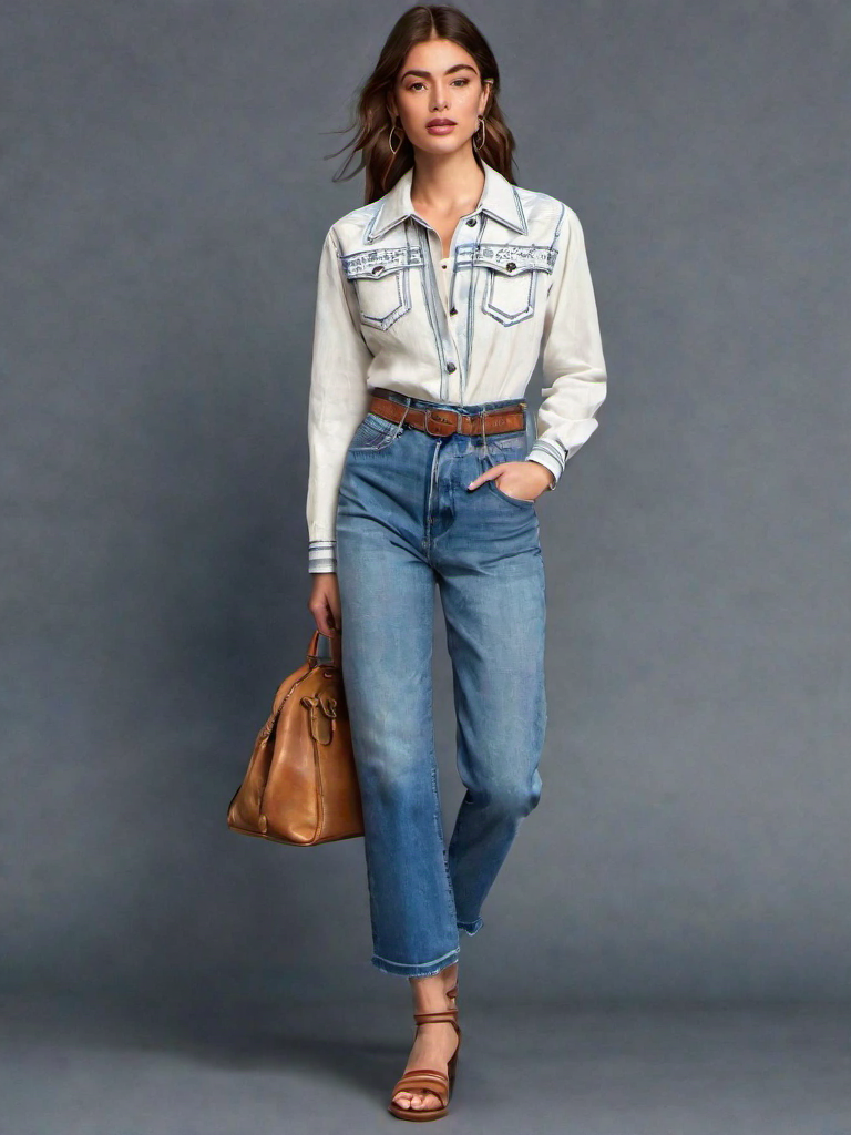 Casual Outfit Idea: Mujer blusa vintage de algodón