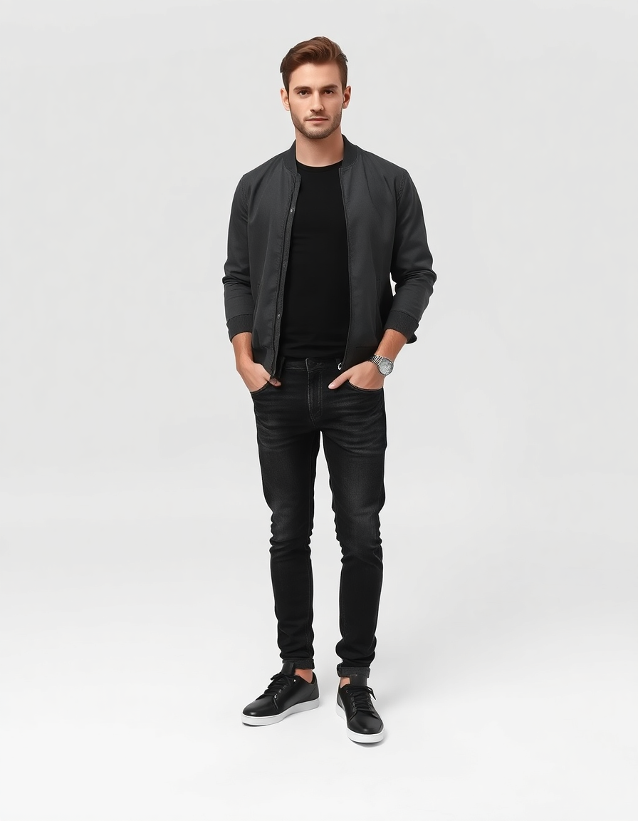 Nightclub Outfit Idea: Man’s black slim-fit shirt
