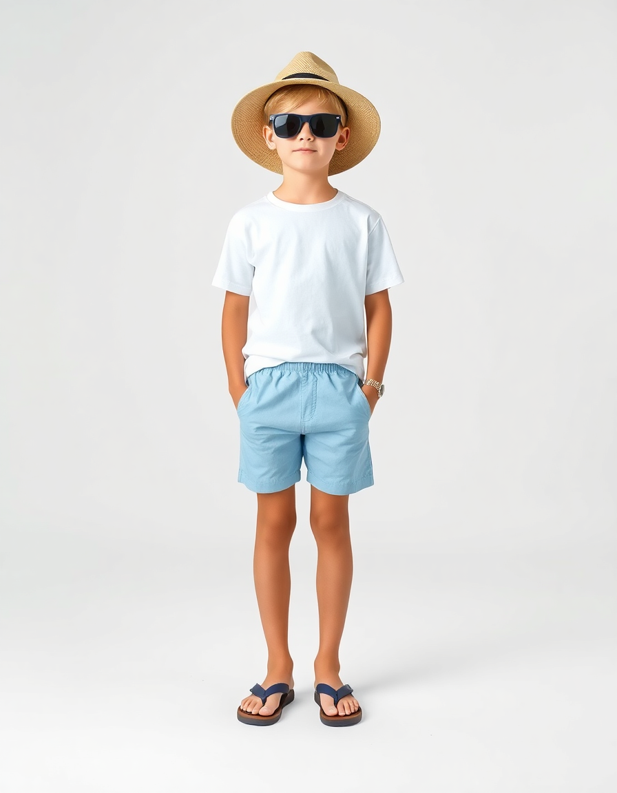 Beach-day Outfit Idea: Boys light blue swim shorts