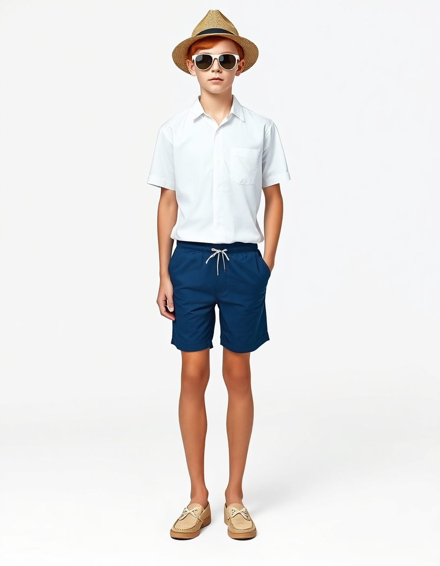Beach-day Outfit Idea: Boys navy blue blue swim trunks