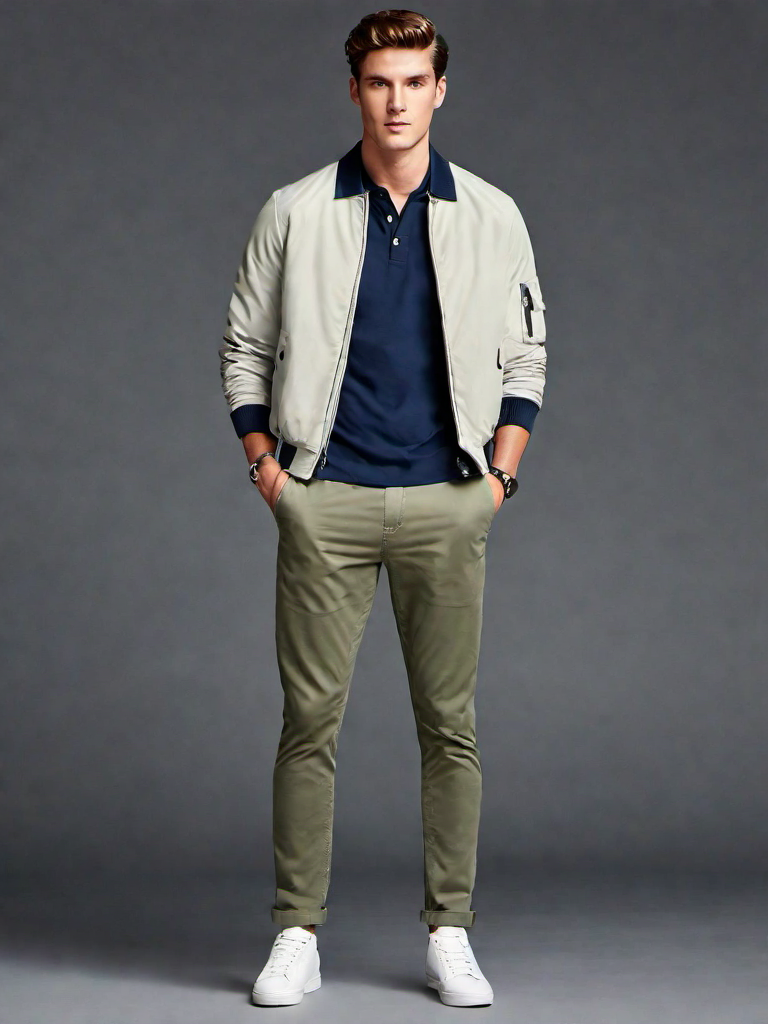 Casual Outfit Idea: Man’s navy blue blue polo shirt